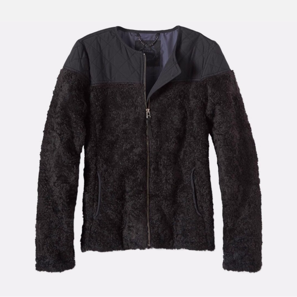 prAna Women's M Good Lux Winter Jacket Coat Black $139 Retail Sherpa Fleece